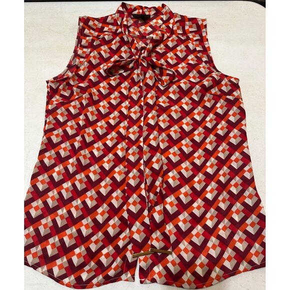 Worthington Brand Geometric Blouse Cap Sleeve 100% Polyester Women's Size S - Picture 6 of 11